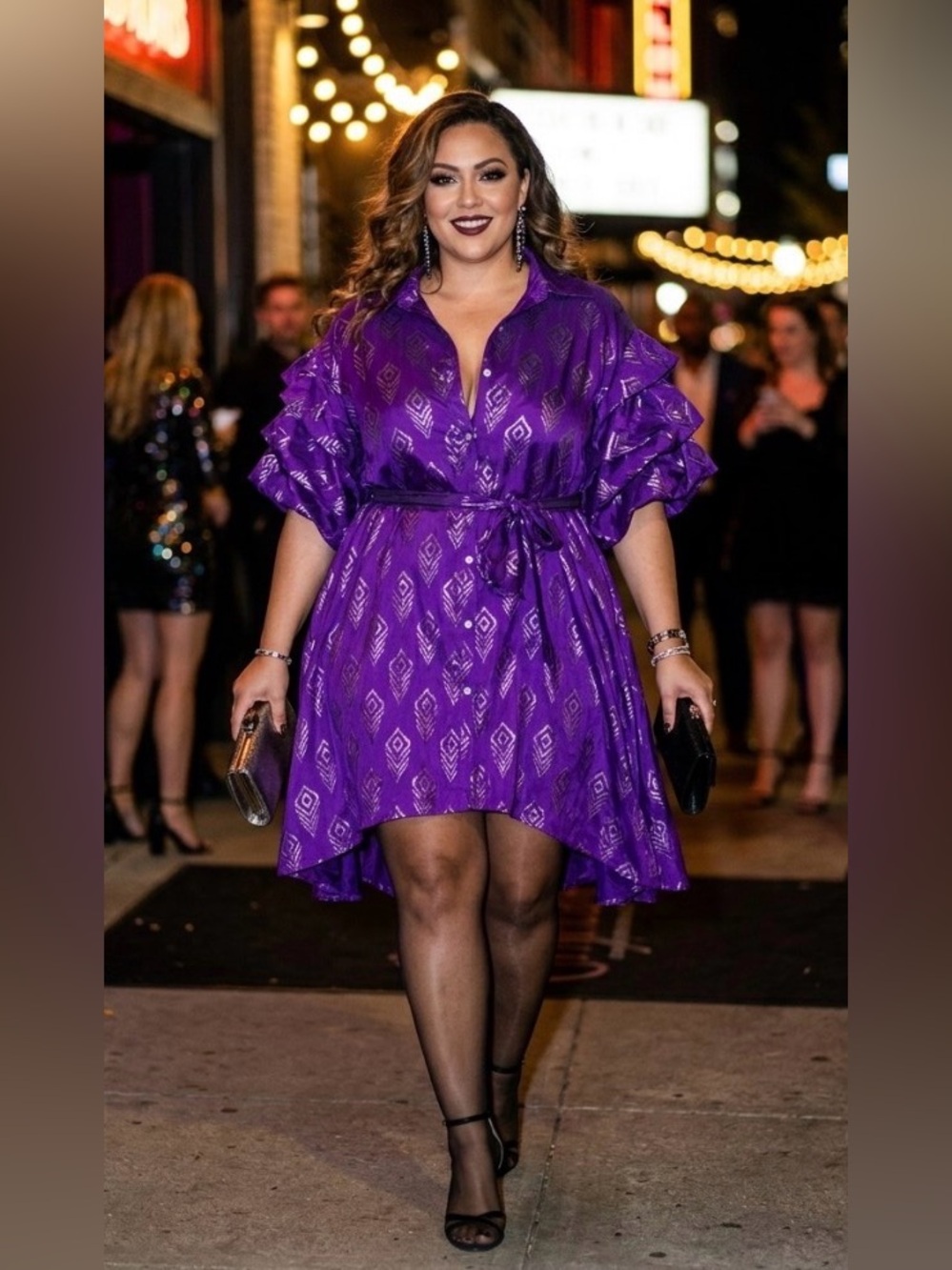 Step In Style Purple Metallic Pattern Kimono - Picture 3 of 6